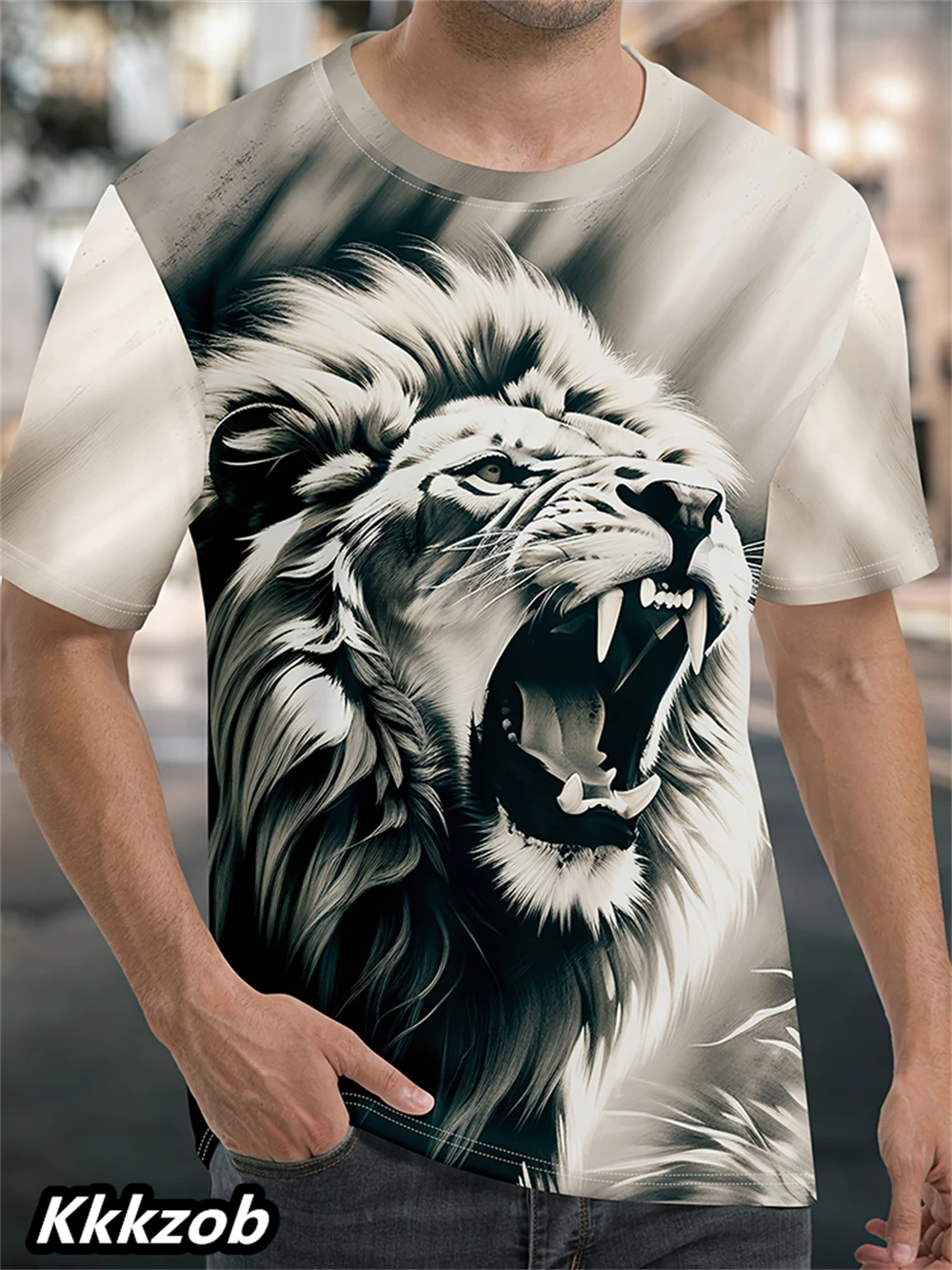 Men's Lion Print Short Sleeve  - đánh giá và giá Summer Clothing Essentials Men