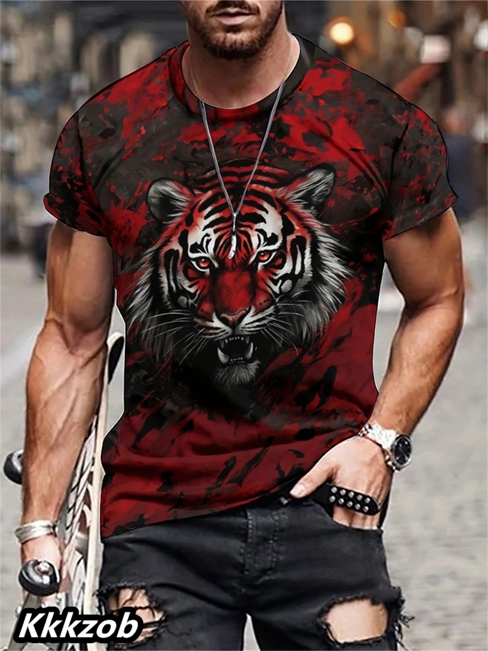 Men's Lion Print Short Sleeve  - đánh giá và giá Summer Clothing Essentials Men