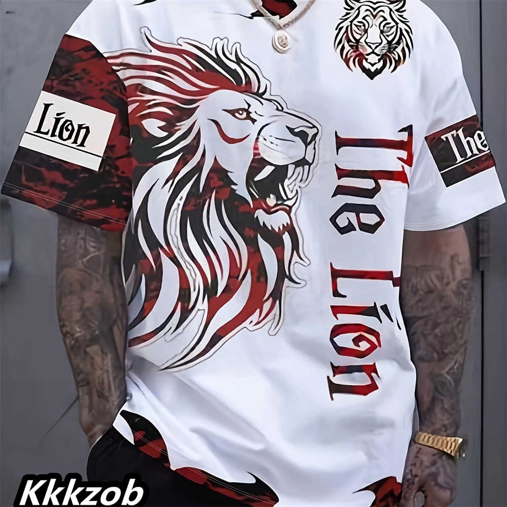 Men's Lion Print Short Sleeve  - đánh giá và giá Summer Clothing Essentials Men