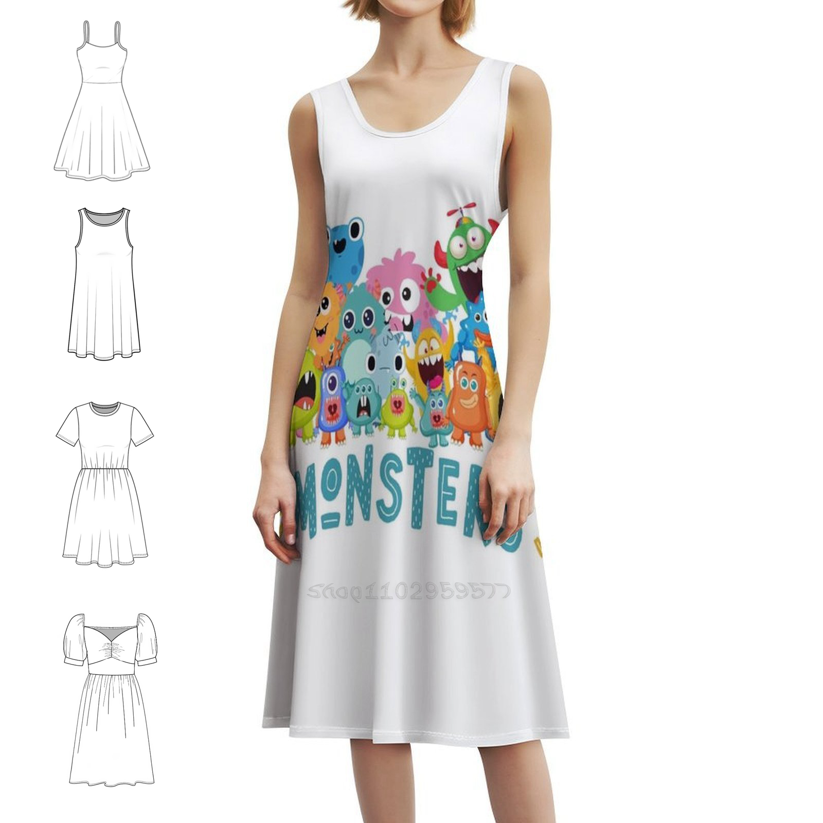 Monster Sweetheart Neckline Dr - đánh giá và giá Summer Clothing Cartoon